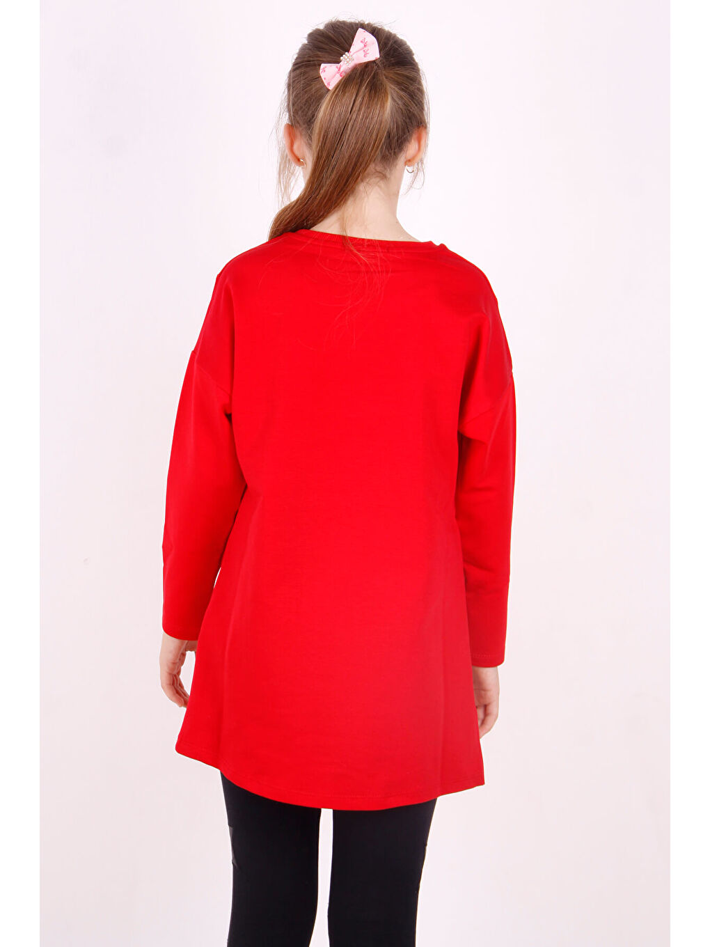 Kırmızı Kız Çocuk Chic Yazılı Taş İşlemeli Tişört-2