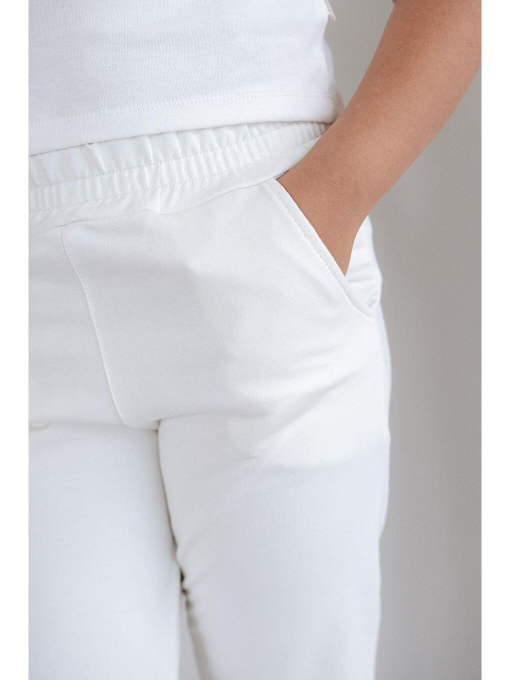 Kız Çocuk İspanyol Paça Eşofman Altı 761 Ekru-1