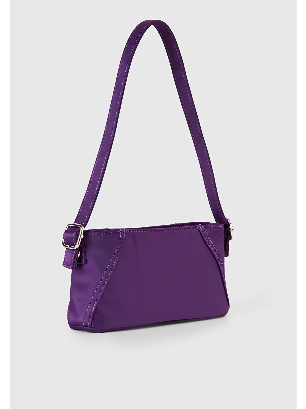 Kız Çocuk Mor Saten Ayarlanabilir Askılı Küçük Omuz Çantası-1
