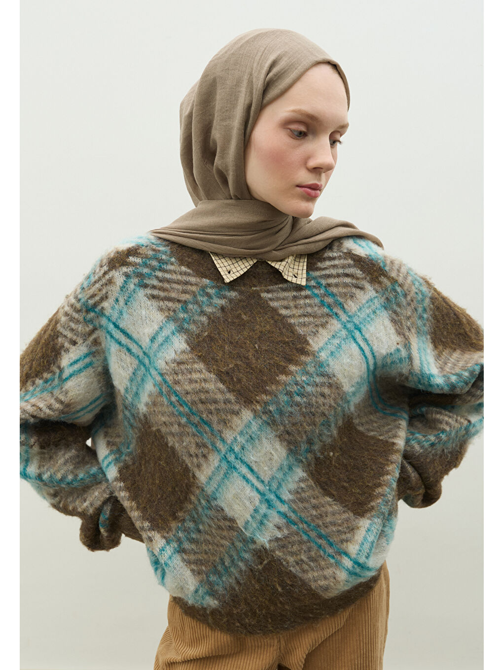 Bej KAŞMİR DOKULU ŞAL VİZON-3