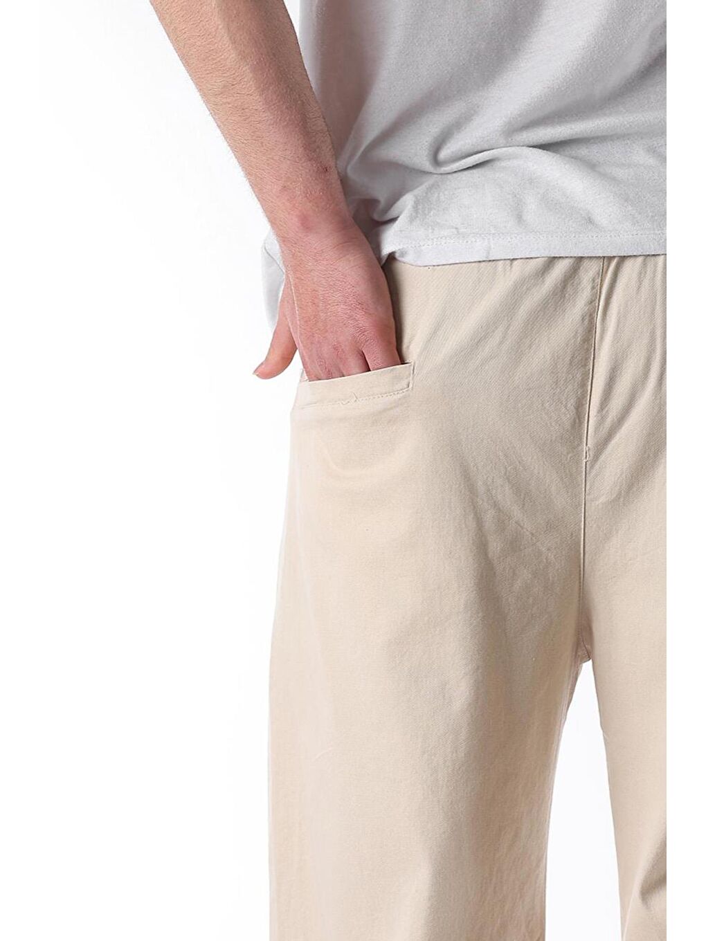 Bej Bol Paça Beli Bağlamalı Erkek Pantolon E7403-2