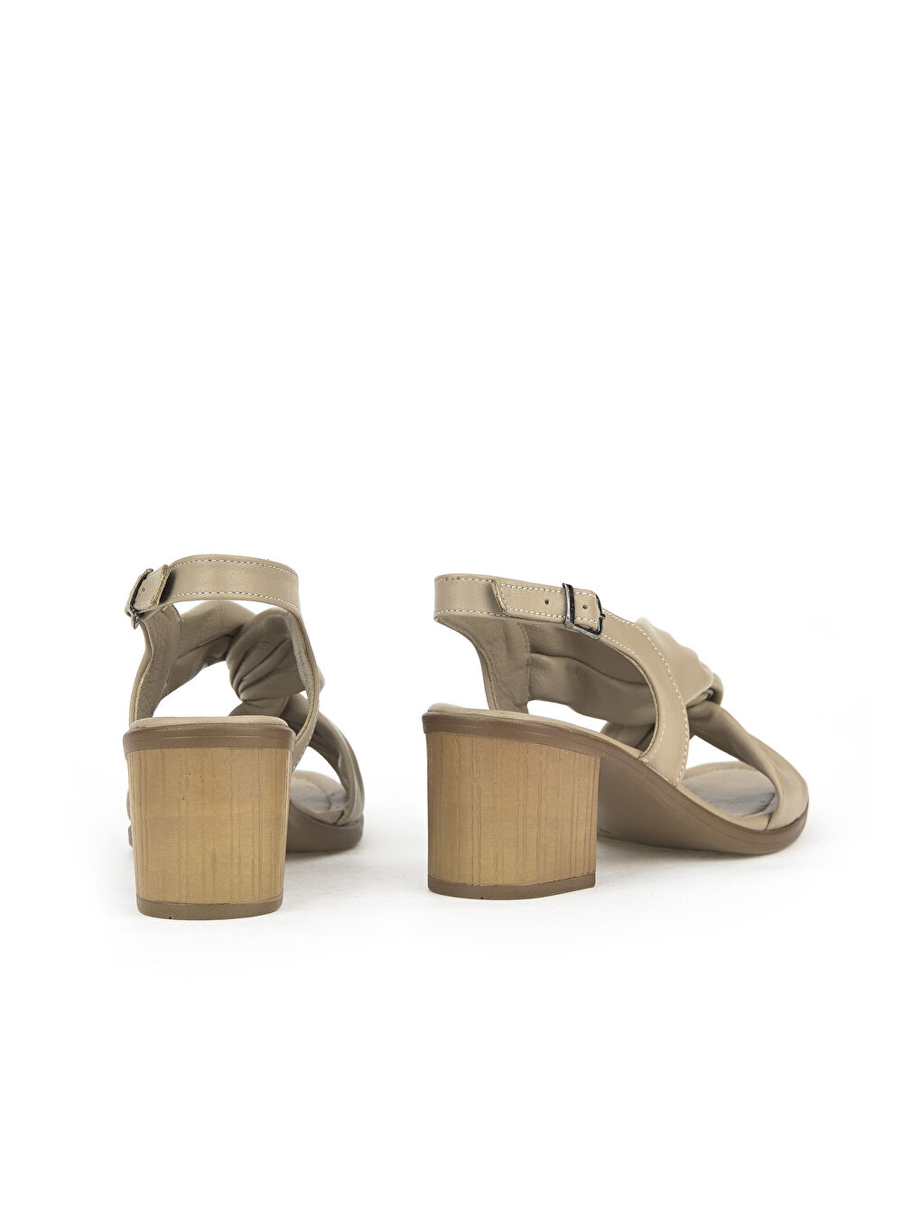 Kadın Hakiki Deri Topuklu Sandalet 1511020Z2213 Bej-1