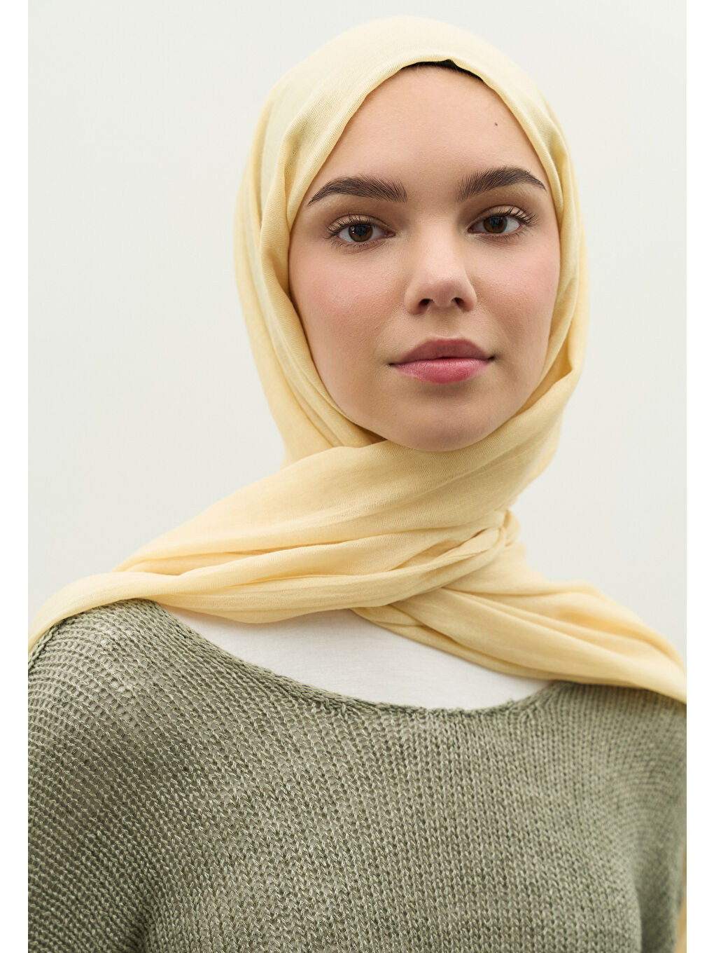 Bej Kaşmir Dokulu Şal Tereyağ Sarısı-3