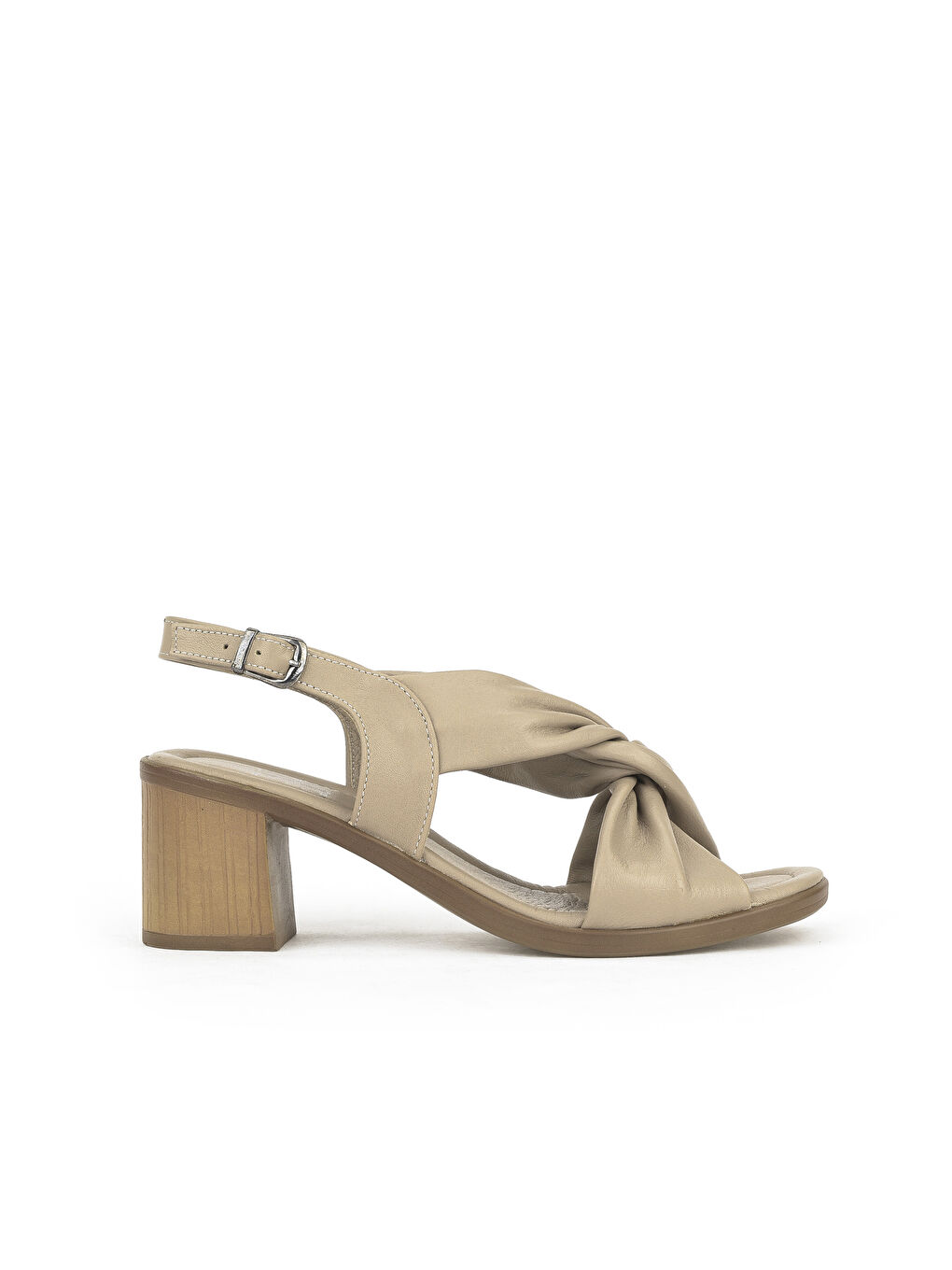 Kadın Hakiki Deri Topuklu Sandalet 1511020Z2213 Bej-3