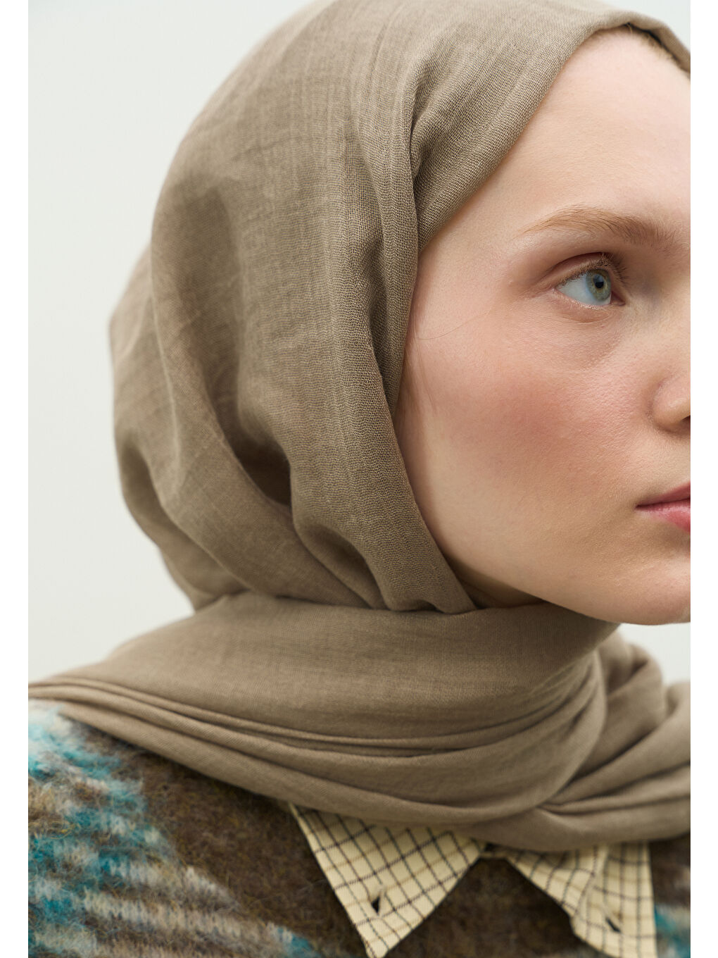 Bej KAŞMİR DOKULU ŞAL VİZON-4