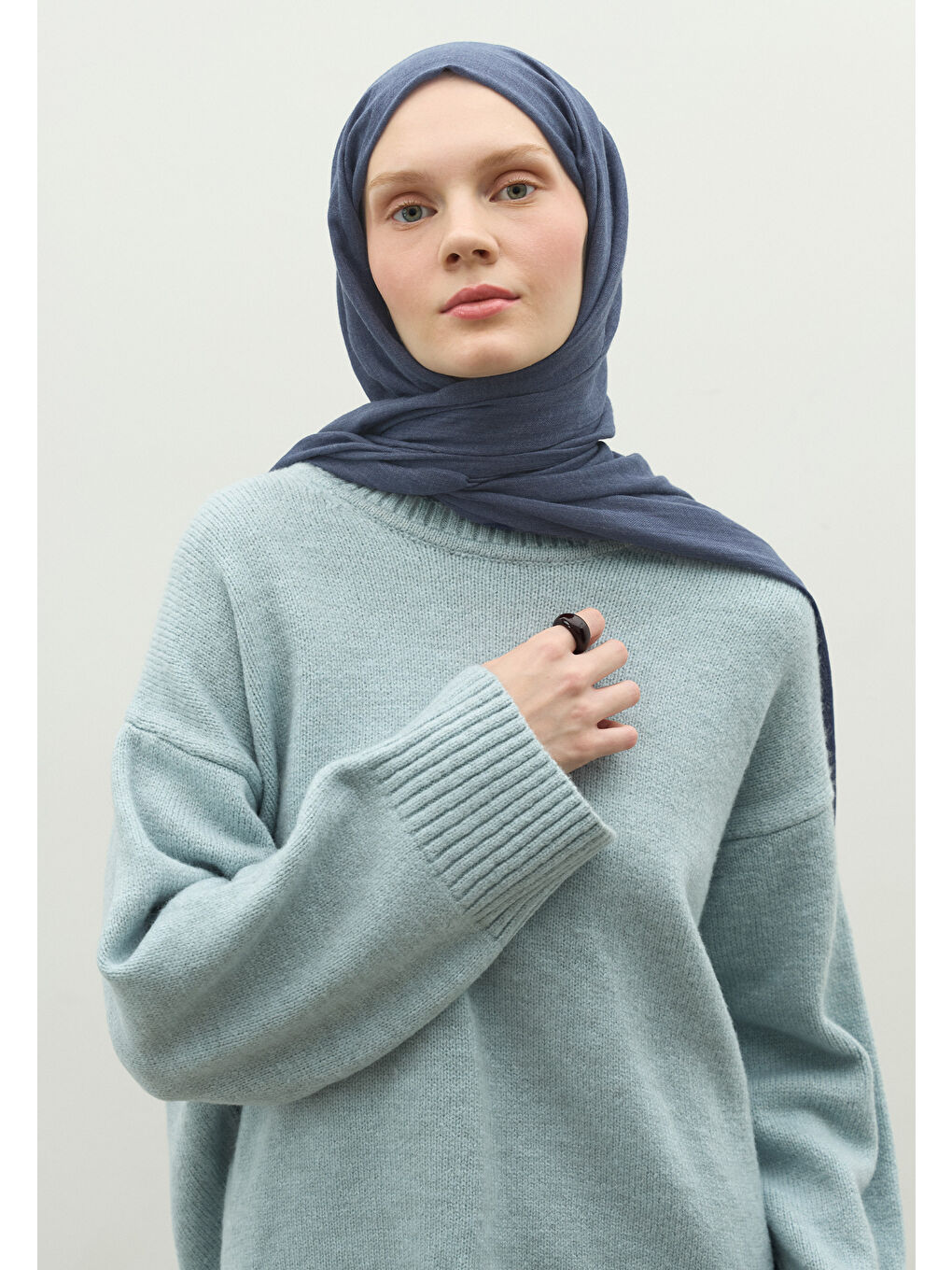 Kaşmir Dokulu Şal İndigo-1