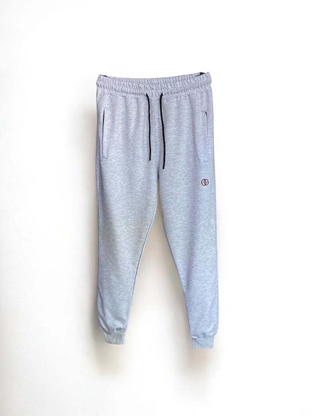 Gri Erkek Pamuklu Fermuarlı Cepli Yüksek Kalite Rahat Manşetli Eşofman Altı