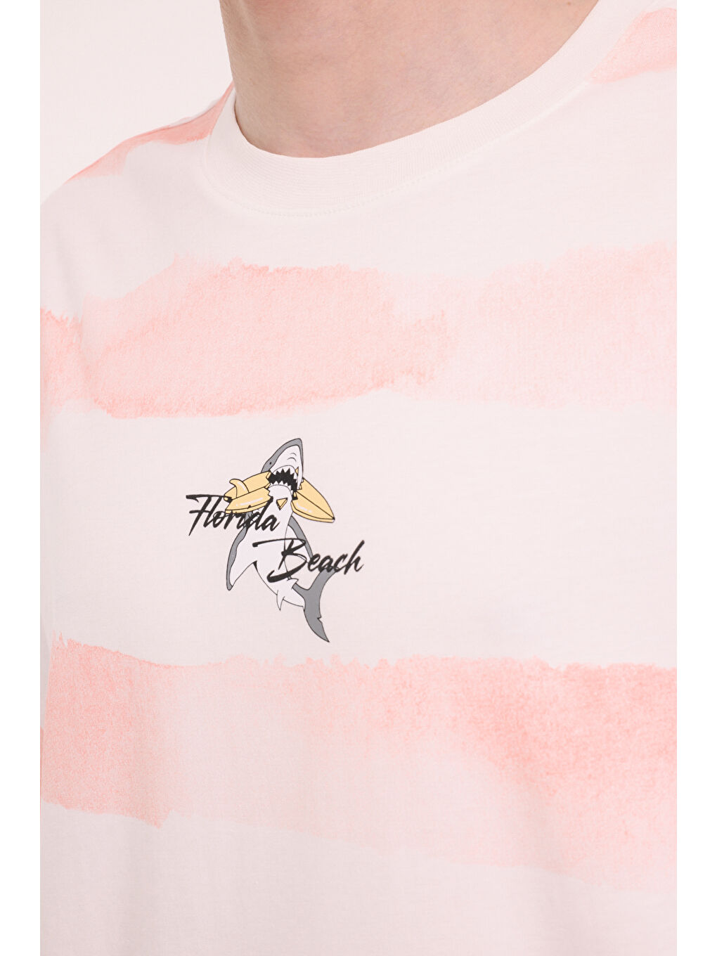 Pembe ML STRIPE 11HL110 5FX Somon Erkek Kısa Kol %100 Pamuk Tişört-3