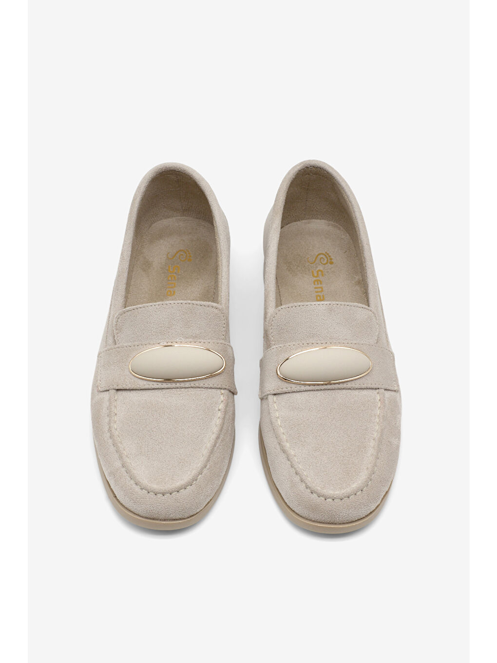 Kadın Bej Loafer Rahat Kalıp Toka Detaylı Günlük Babet-1