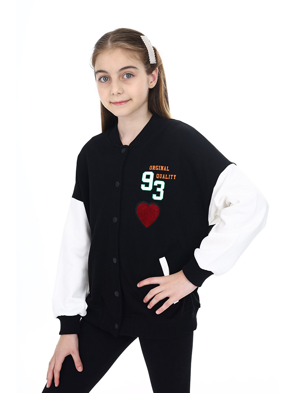 Siyah Kız Çocuk Baskılı Kolej Hırka-2