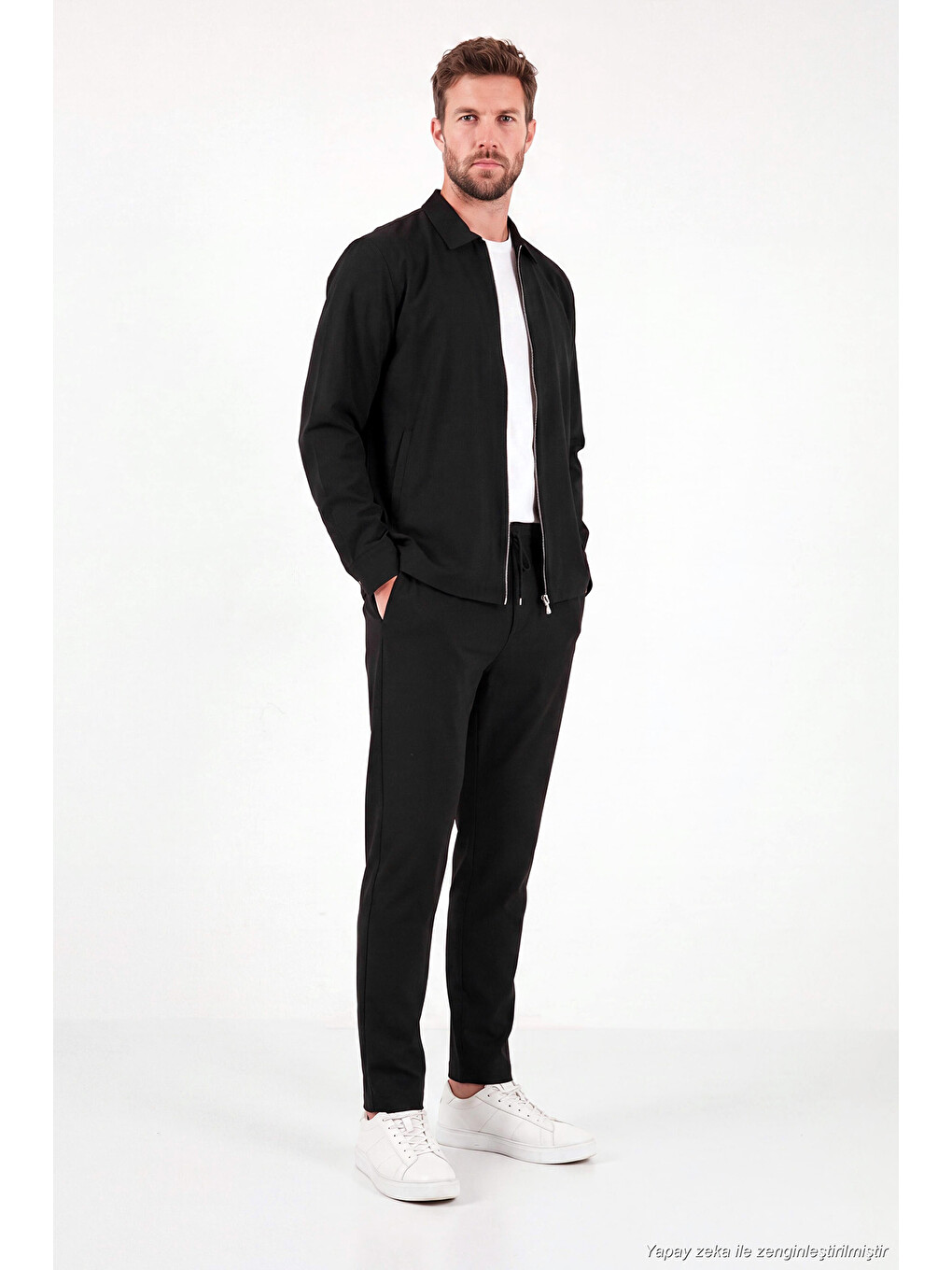 Siyah Regular Fit Belden Bağlamalı Düz Paça Pantolon Cf26w6111111-1