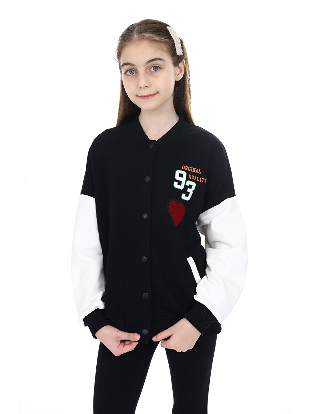 Siyah Kız Çocuk Baskılı Kolej Hırka-3