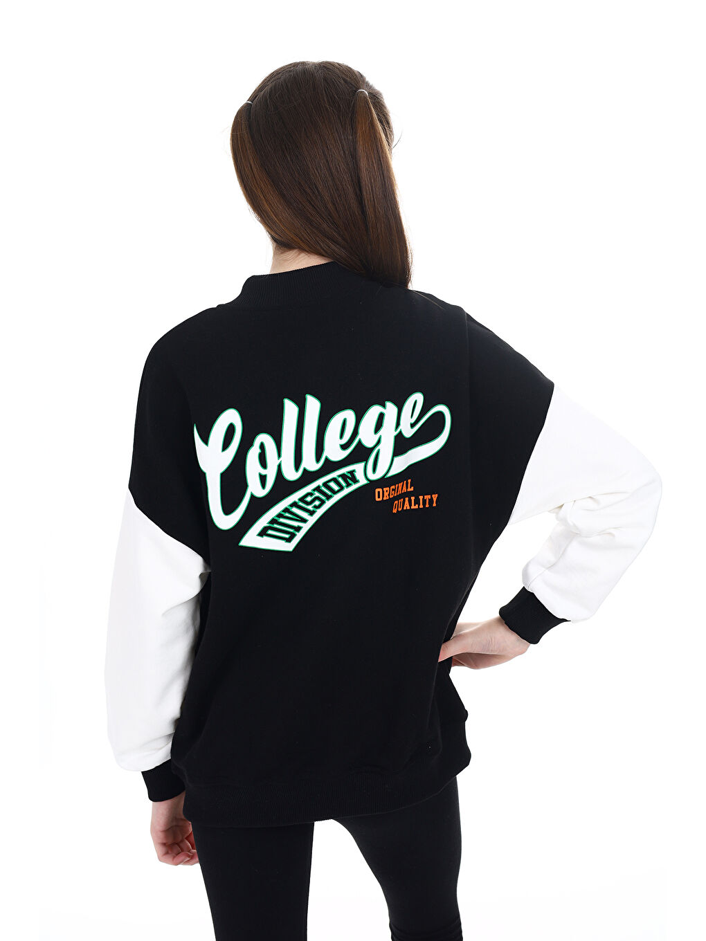 Siyah Kız Çocuk Baskılı Kolej Hırka-5