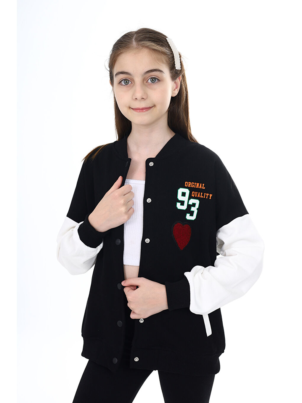 Siyah Kız Çocuk Baskılı Kolej Hırka-6