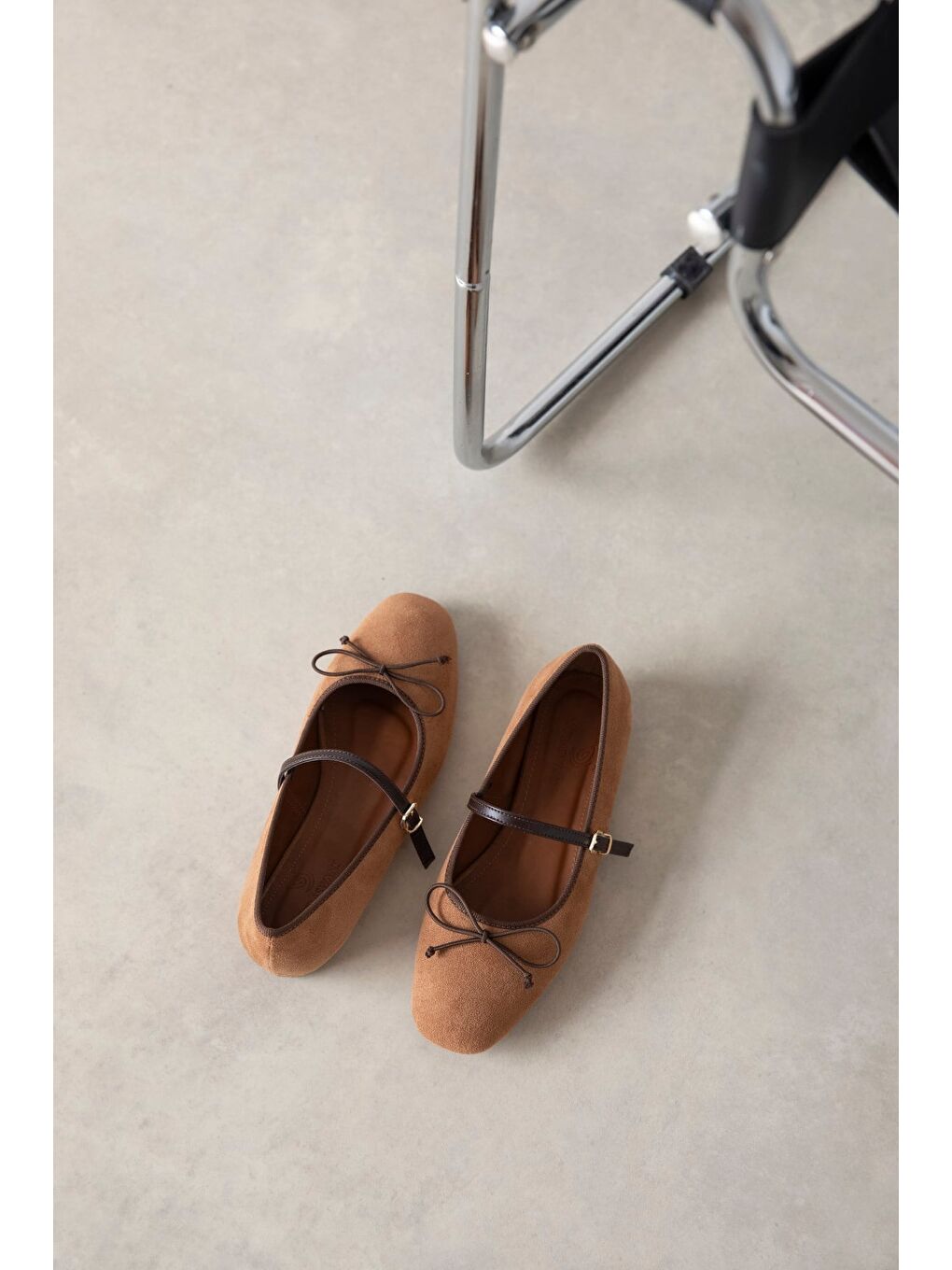 Kahverengi Maxy Kadın Fiyonk Detay Süet Babet Taba-2