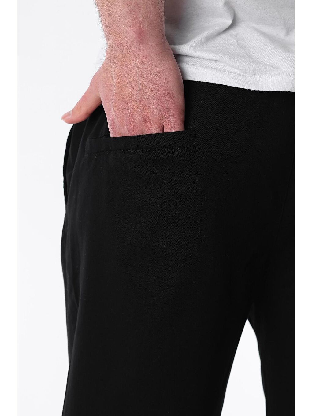 Siyah Bol Paça Beli Bağlamalı Erkek Pantolon E7403-2