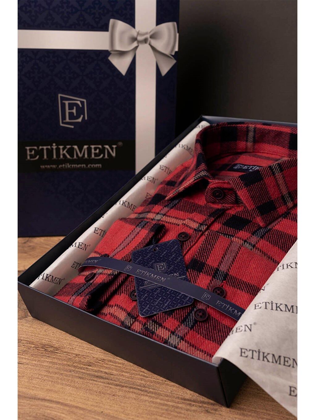 Kırmızı Mavi Çizgili SlimFit %100 Pamuk Erkek Oduncu Gömlek-3