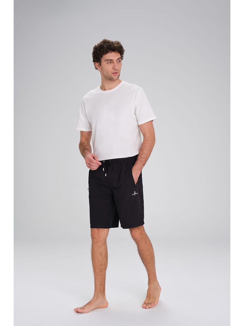 Siyah Kısa Erkek Havuz Ve Deniz Şortu 2427-3