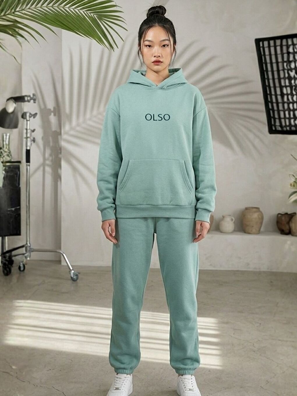 Turkuaz Su Yeşili Olso Baskılı Eşofman Takım-1