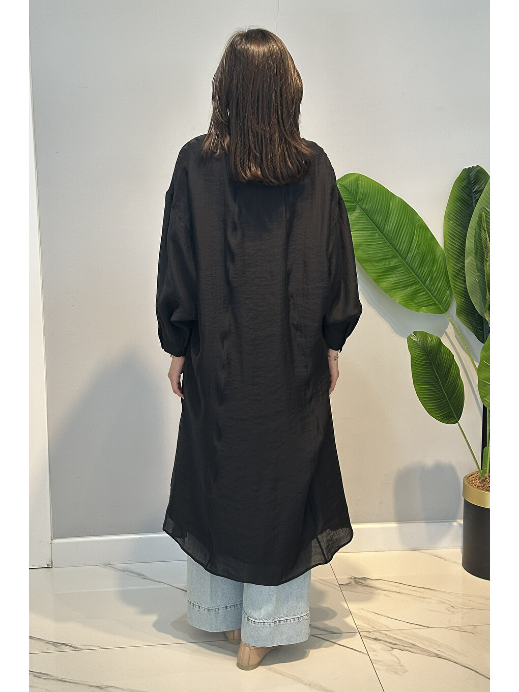 Çift Katlı Kuşaklı Nil Tunik 165 Siyah-3