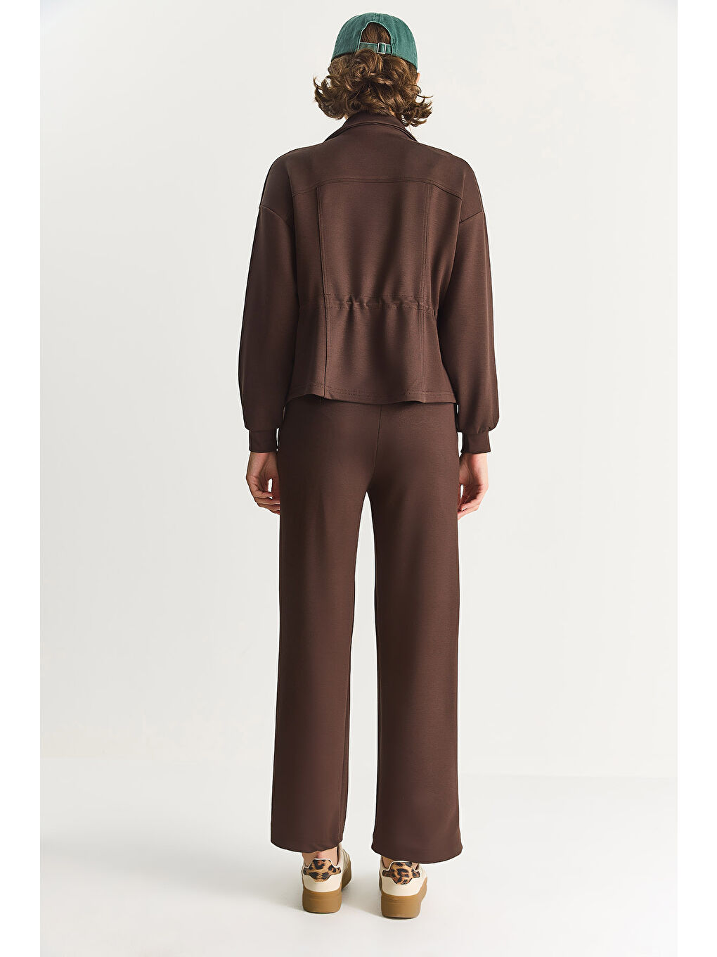 Kahverengi Kadın Yumuşak Dokulu Bel Ayarlamalı Ceket Pantolon Modal Takım-6