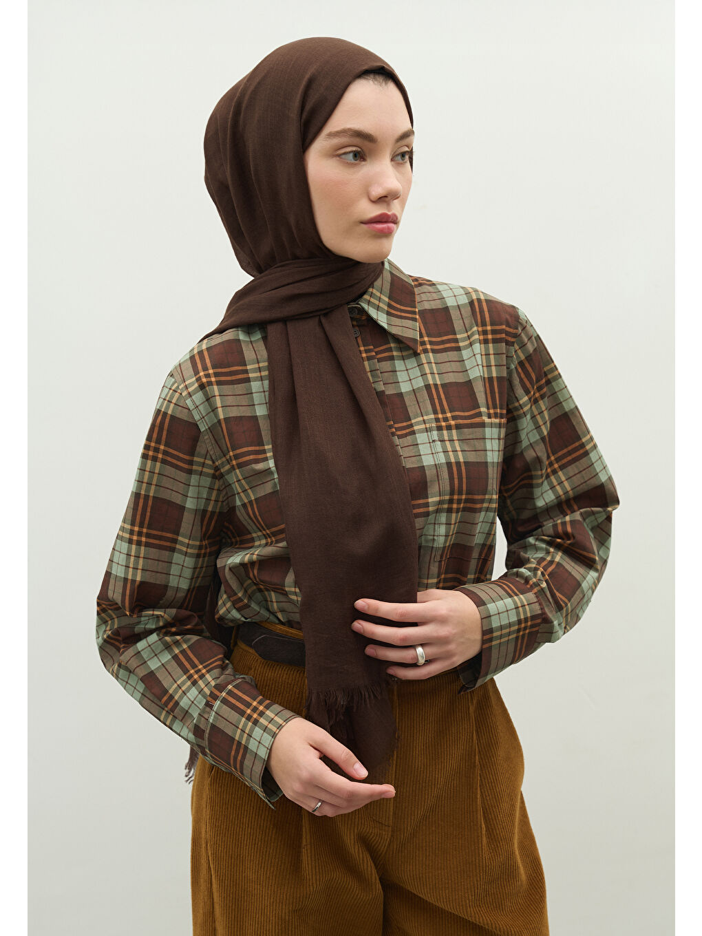 Kahverengi Kaşmir Dokulu Şal Bitter-3