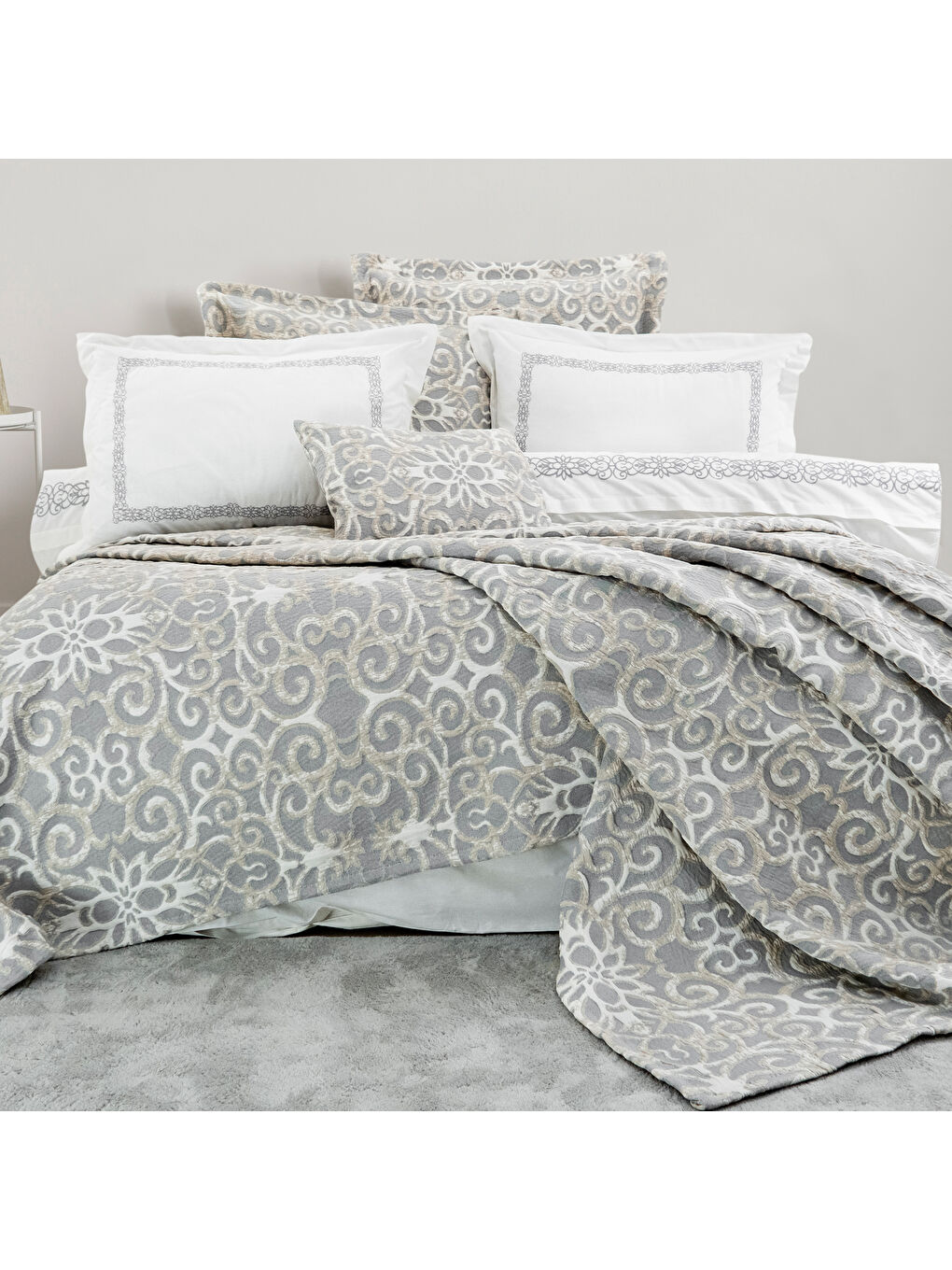 Home Amara Yatak Örtüsü Nevresim Seti 8 Parça-İndigo