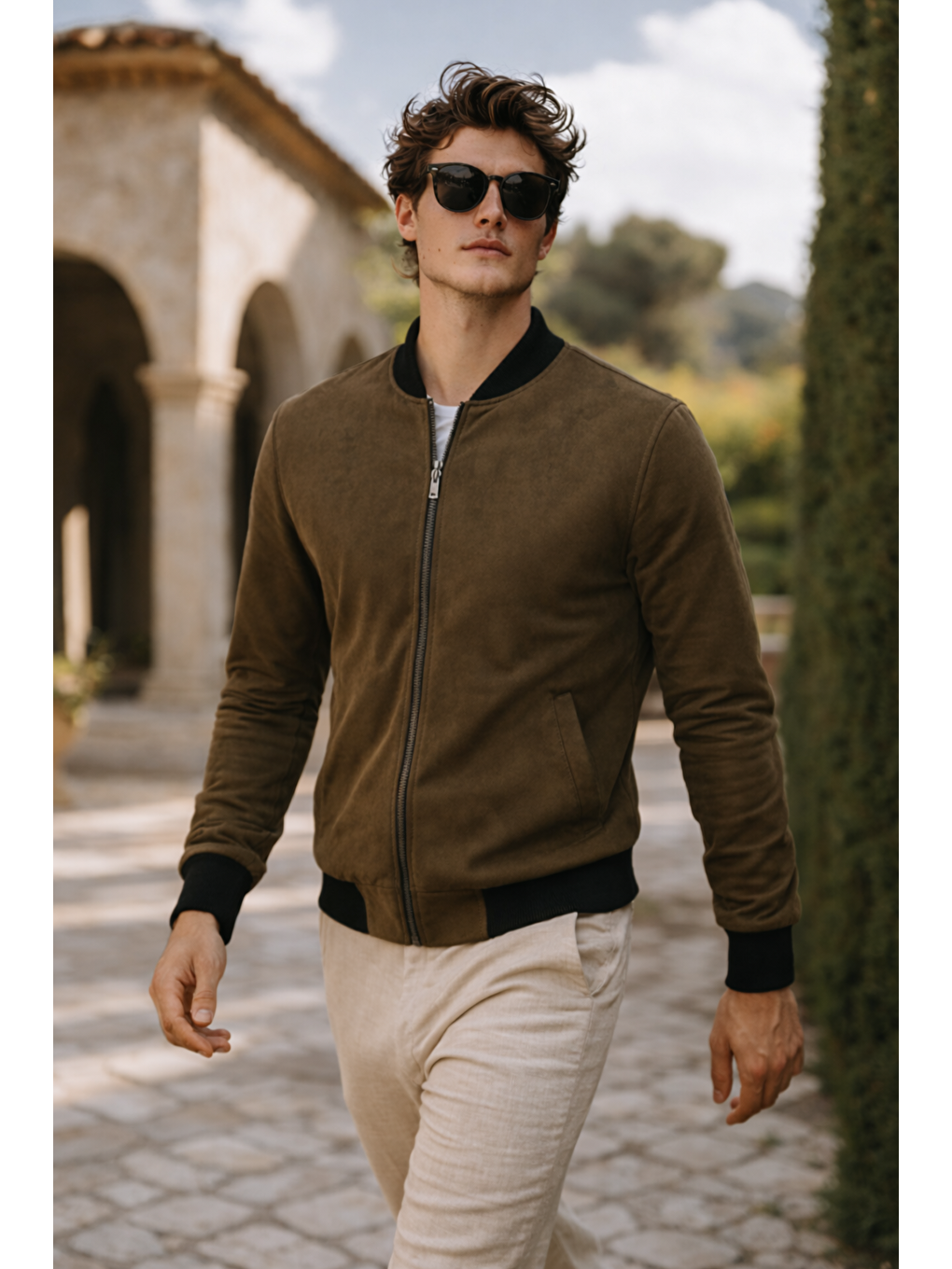 Erkek Premium Comfort Basic Nubuk Süet Haki Ceket-2