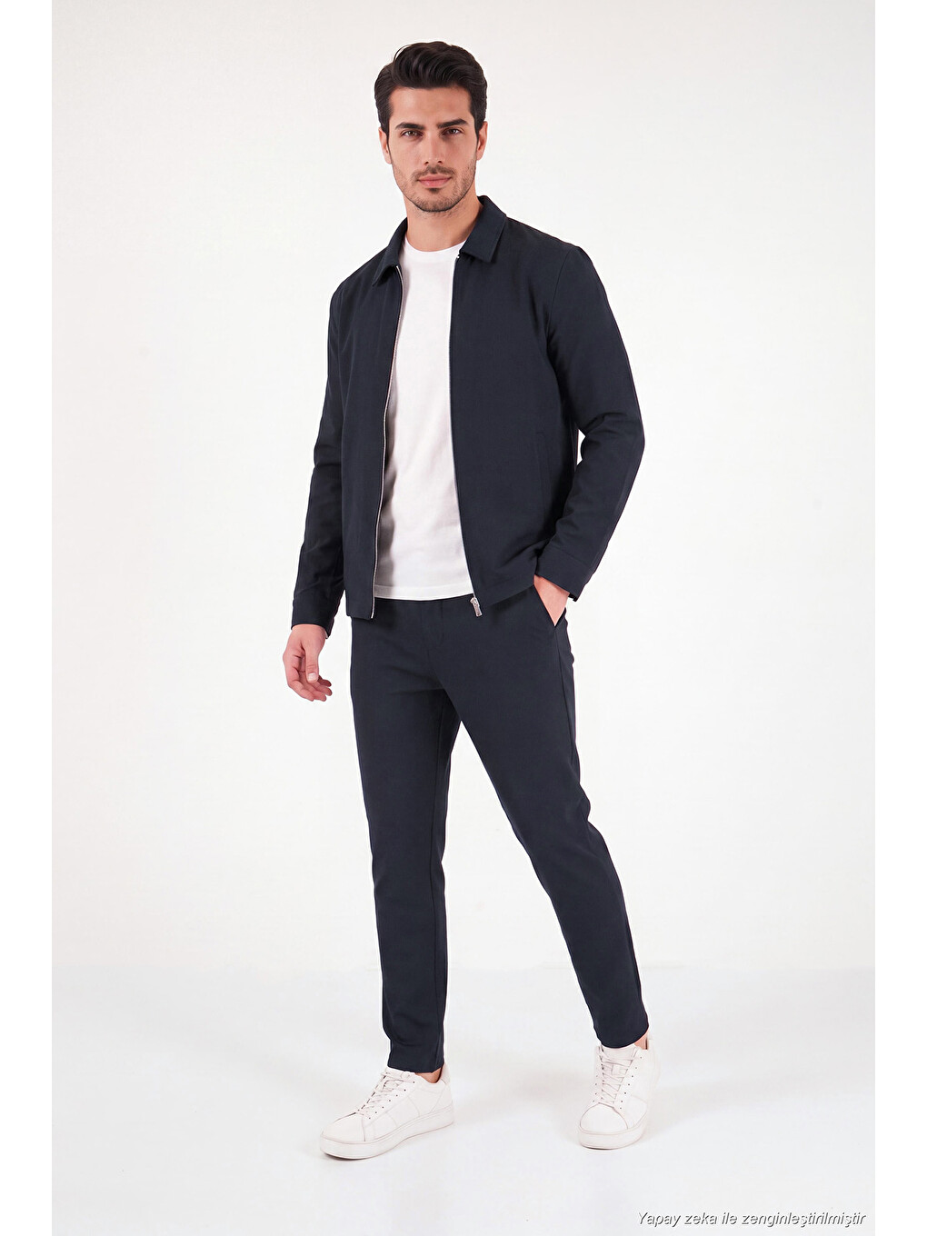Lacivert Regular Fit Belden Bağlamalı Düz Paça Pantolon Cf26w6111111-1