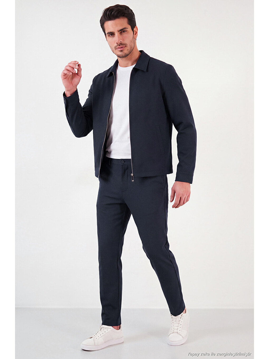 Lacivert Regular Fit Belden Bağlamalı Düz Paça Pantolon Cf26w6111111-2