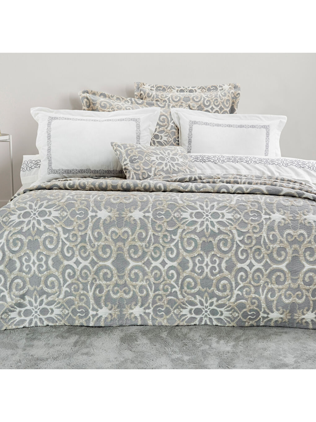 Home Amara Yatak Örtüsü Nevresim Seti 8 Parça-İndigo-1