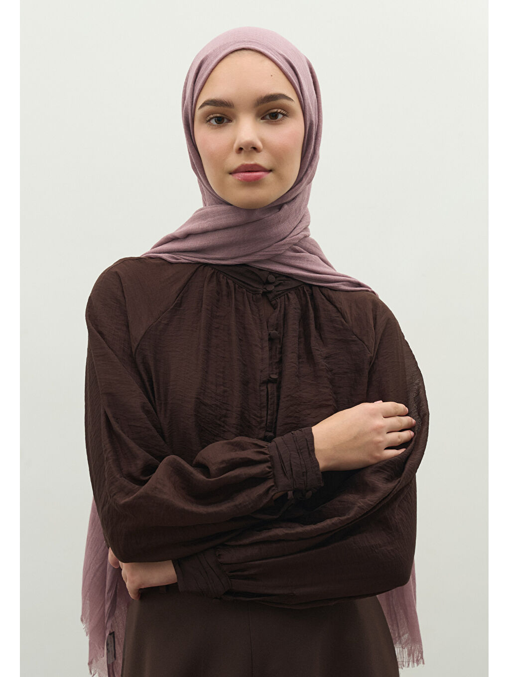 Pembe Kaşmir Dokulu Şal Gül Kurusu