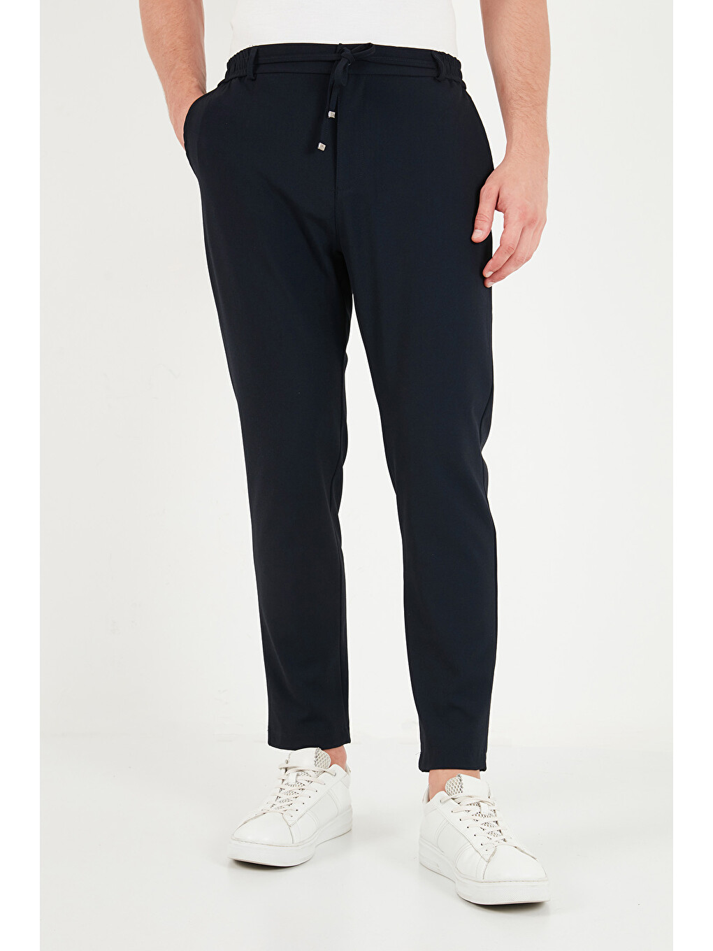 Lacivert Regular Fit Belden Bağlamalı Düz Paça Pantolon Cf26w6111111-4