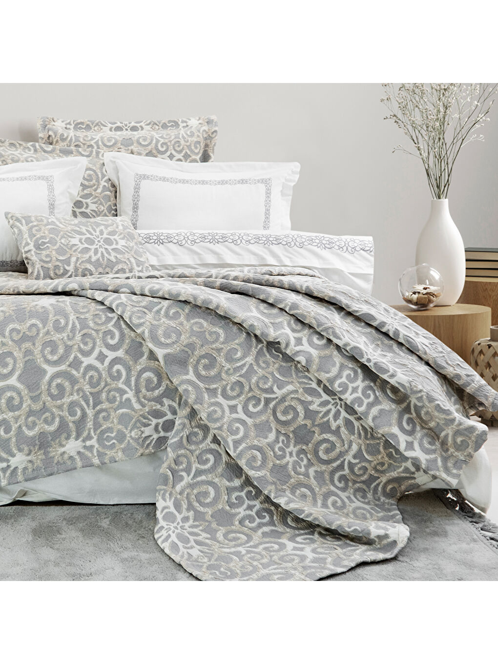 Home Amara Yatak Örtüsü Nevresim Seti 8 Parça-İndigo-2