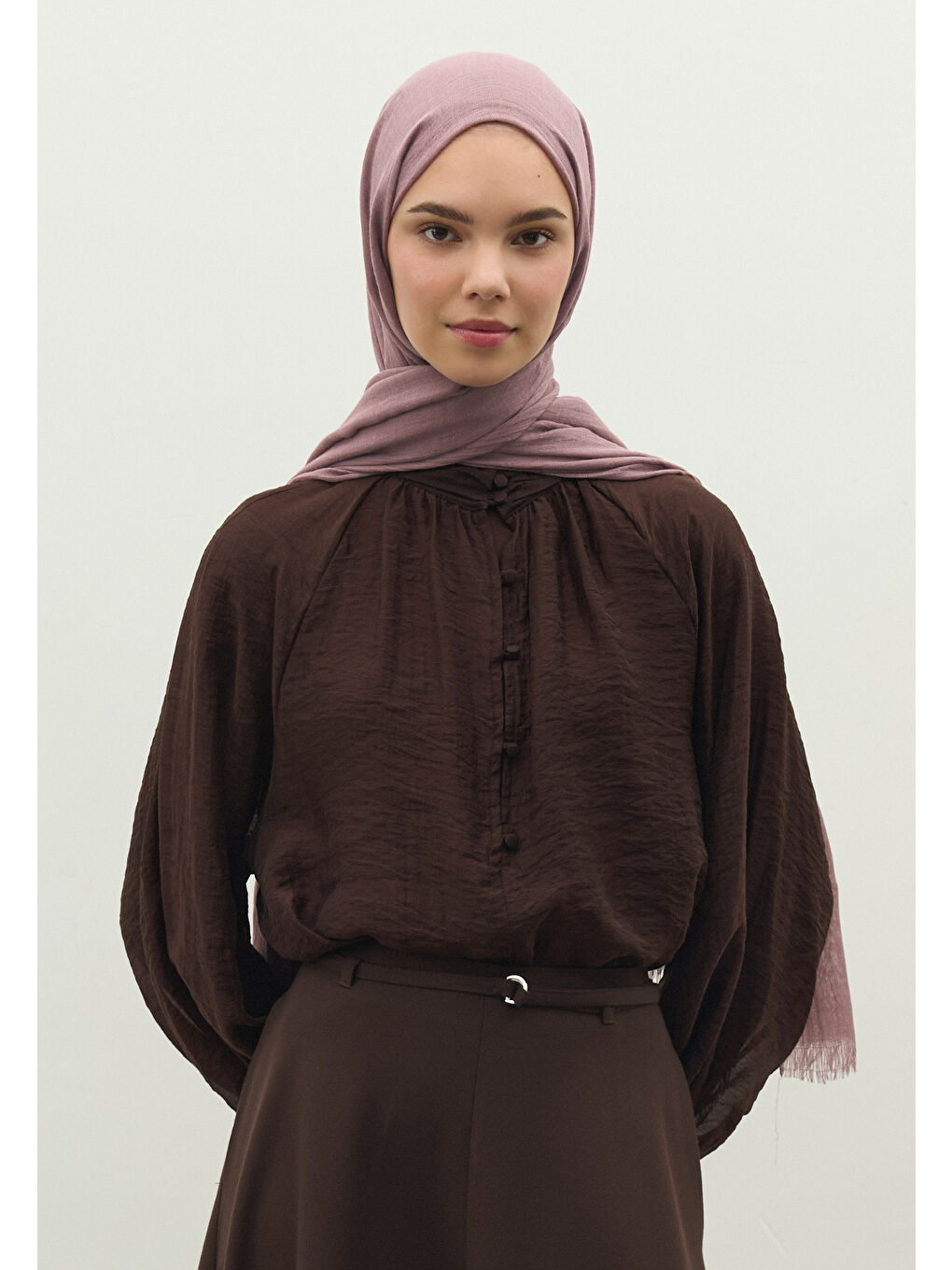 Pembe Kaşmir Dokulu Şal Gül Kurusu-3