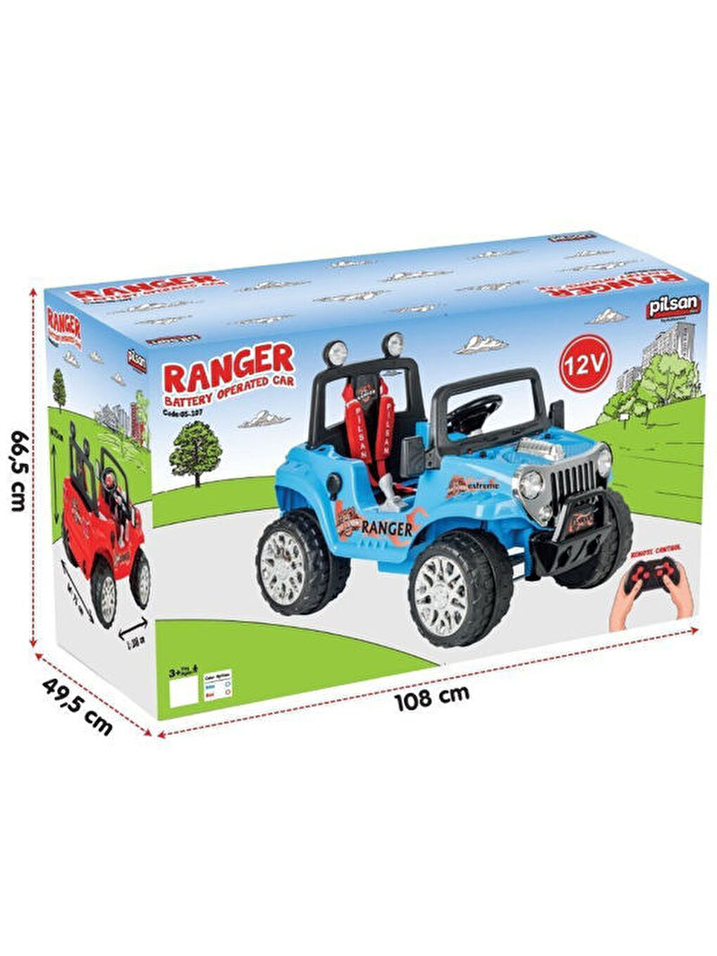 Pilsan Oyuncak Pilsan Ranger Akülü Araba 12 V (Kumandalı) Metalik Pembe 05 107 - 3