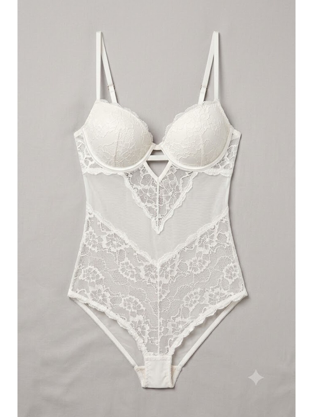 Push Up Dantel Detaylı Bodysuit C15097 Ekru