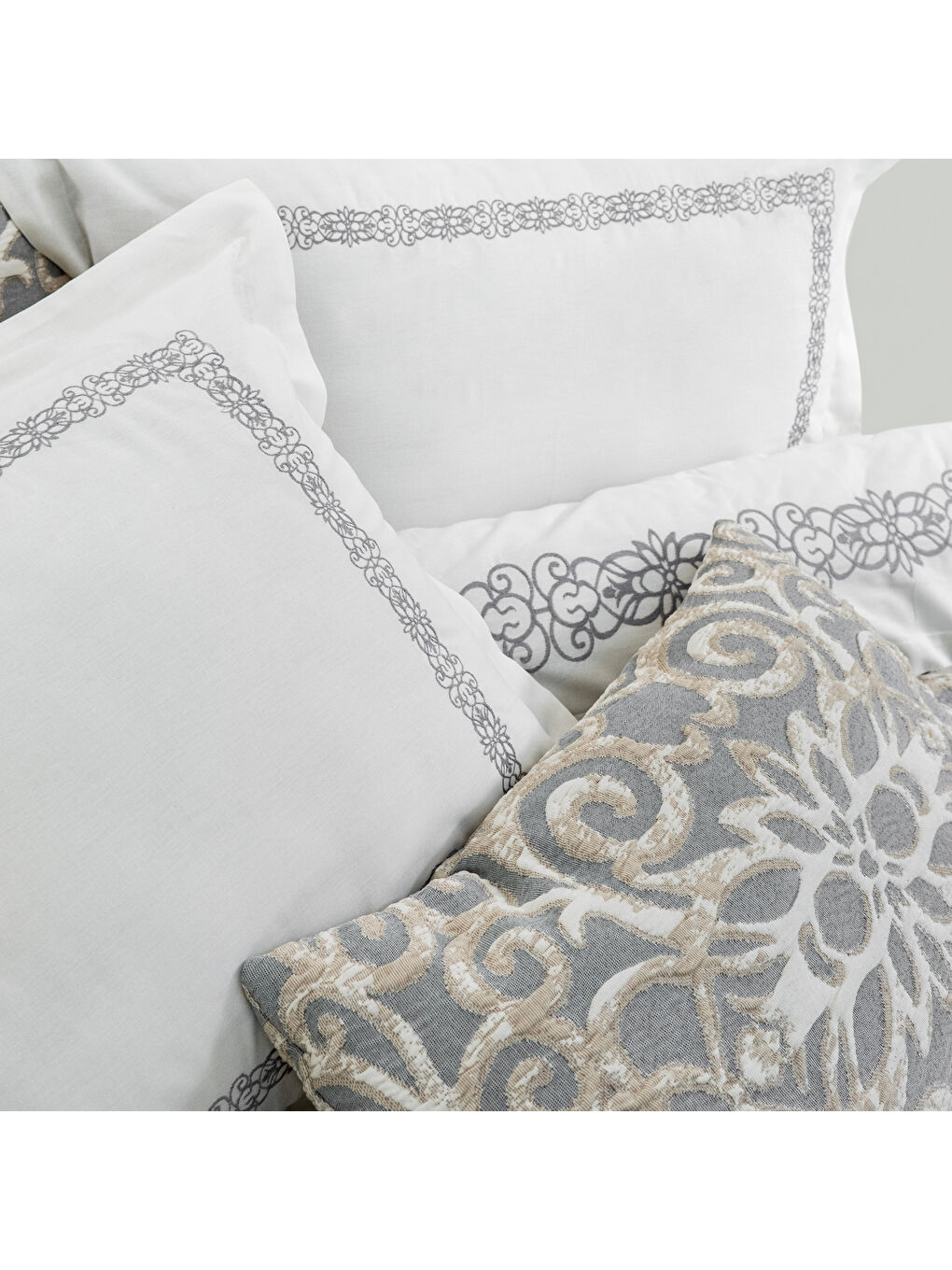 Home Amara Yatak Örtüsü Nevresim Seti 8 Parça-İndigo-5