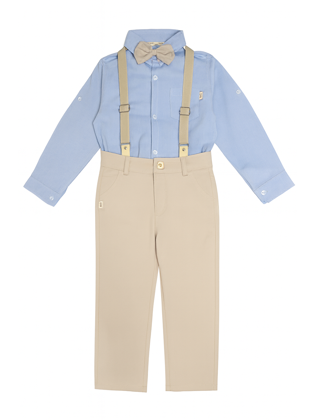 Mavi 4'lü Takım Gömlek & Pantolon & Papyon & Askılık Erkek Çocuk Takım  Listeye Geri Dön-1