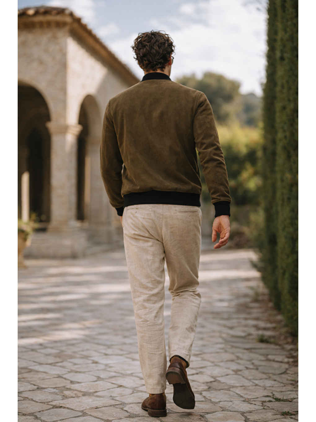 Erkek Premium Comfort Basic Nubuk Süet Haki Ceket-5