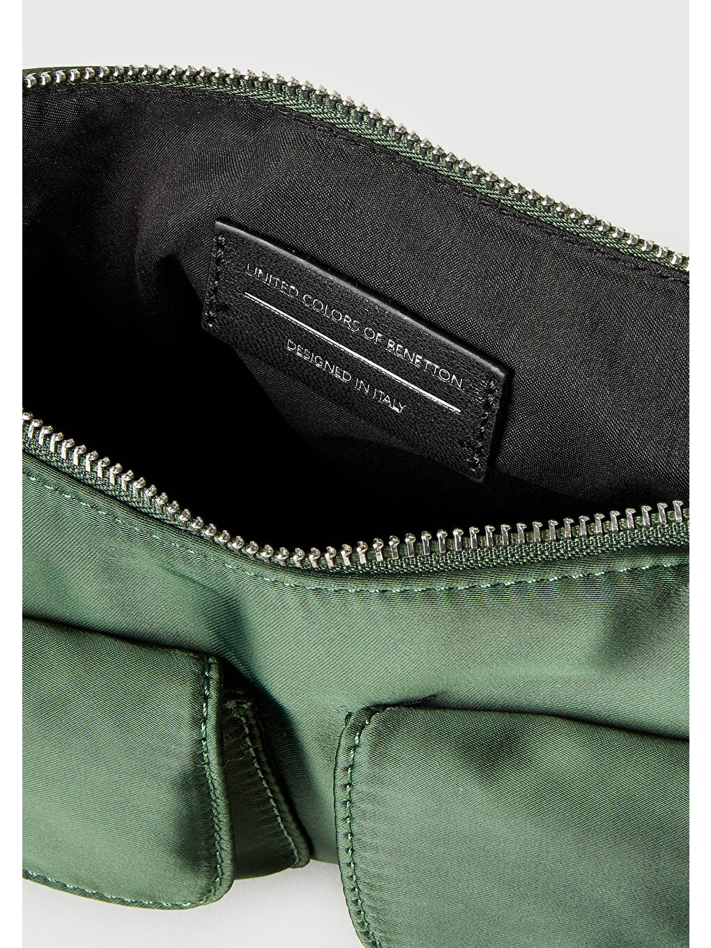 Kadın Haki Yeşili Çok Cepli Ayarlanabilir Askılı Fermuarlı Omuz Çantası-2