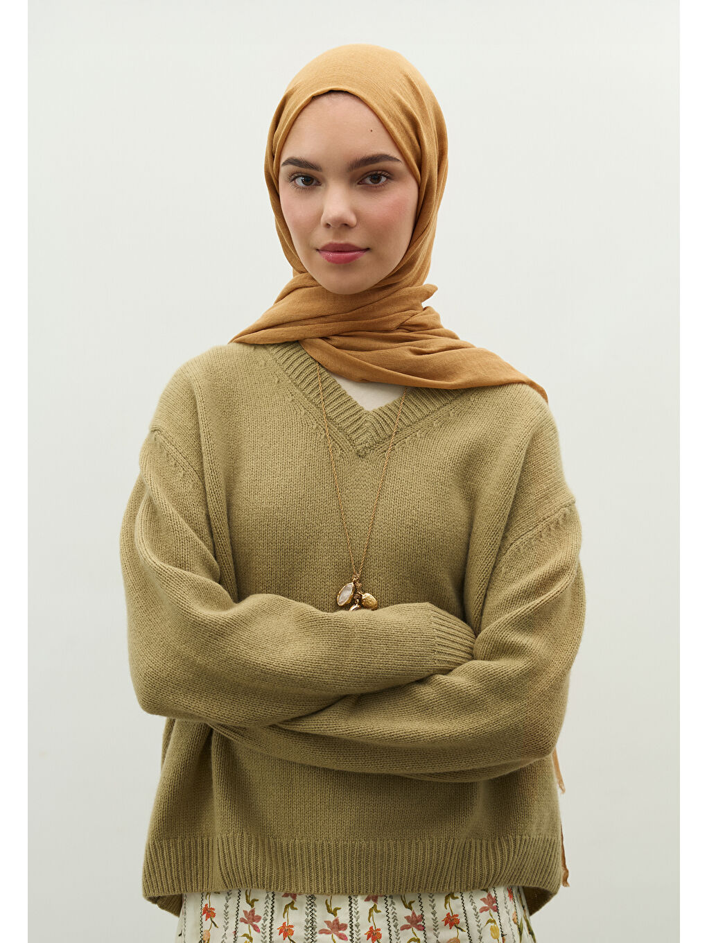 Kahverengi Kaşmir Dokulu Şal Sütlü Kahve-1