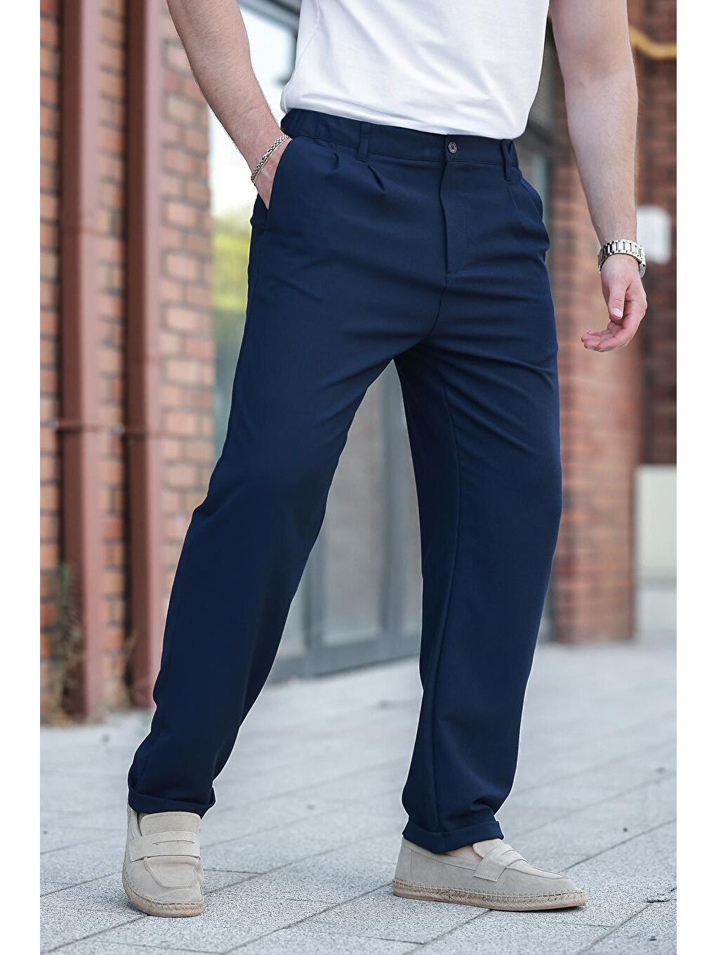 Lacivert  Erkek Kumaş Pantolon E6577-1