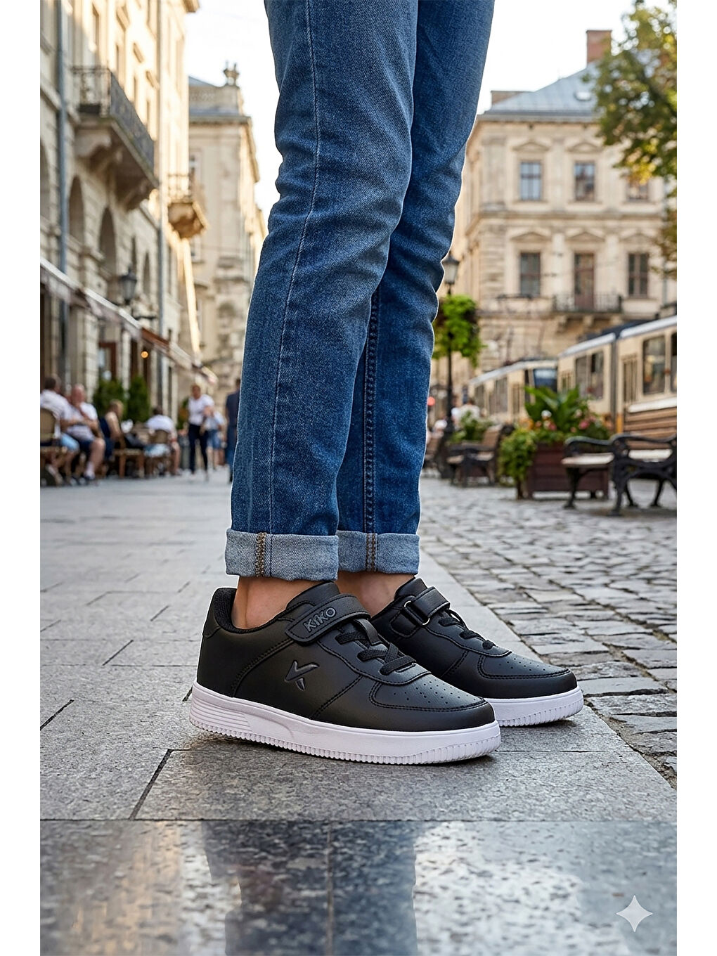 Siyah Trick Cırtlı Faylon Taban Erkek Çocuk Spor Ayakkabı-2