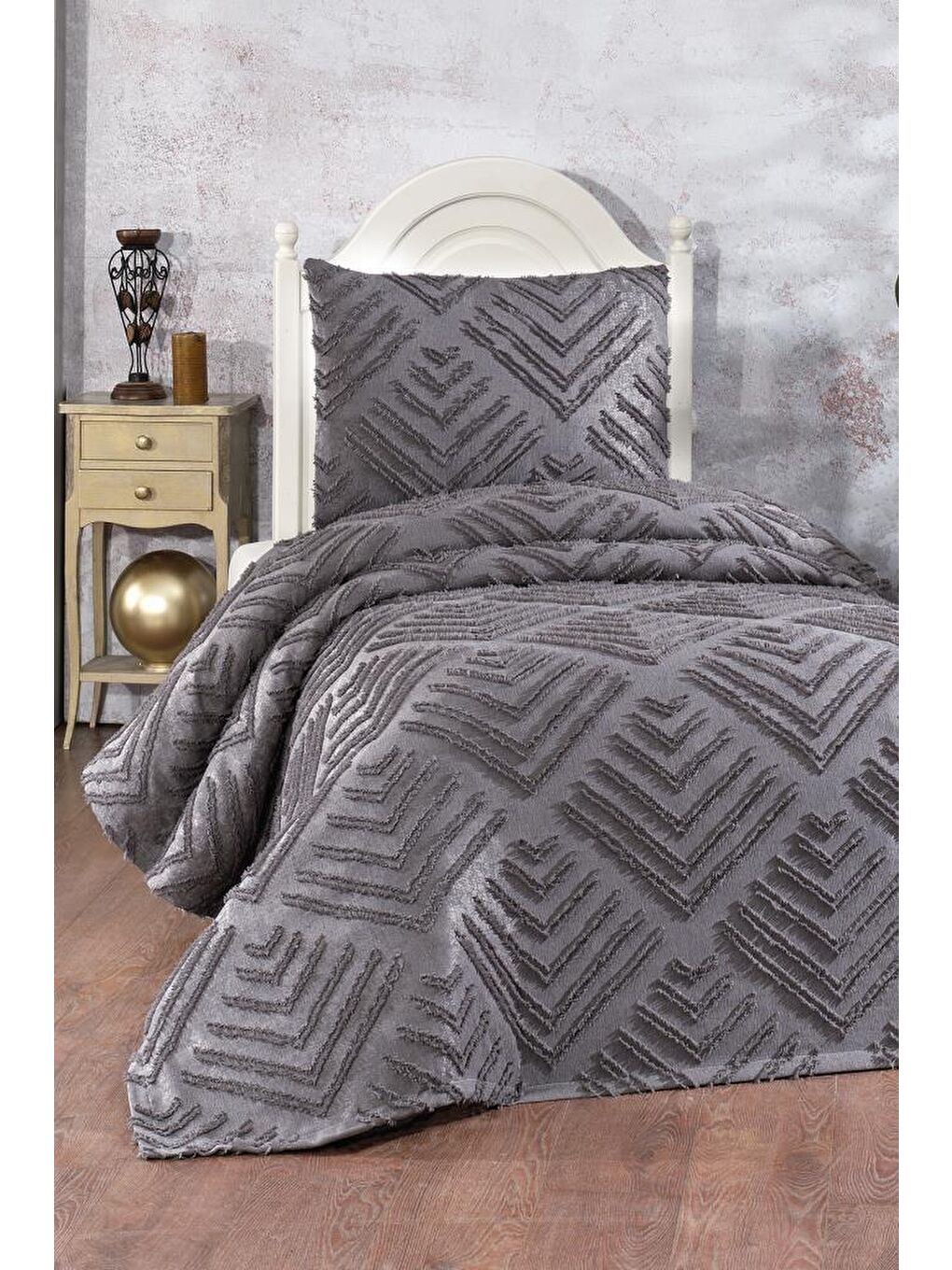 Pine 2 Parça Tek Kişilik Pike Takımı Antrasit