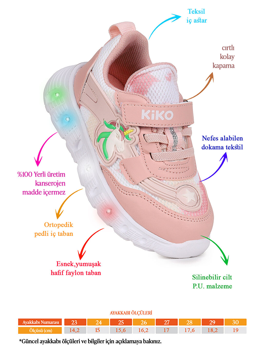 Pembe Puff Cırtlı Işıklı Faylon Taban Kız Çocuk Spor Ayakkabı-1