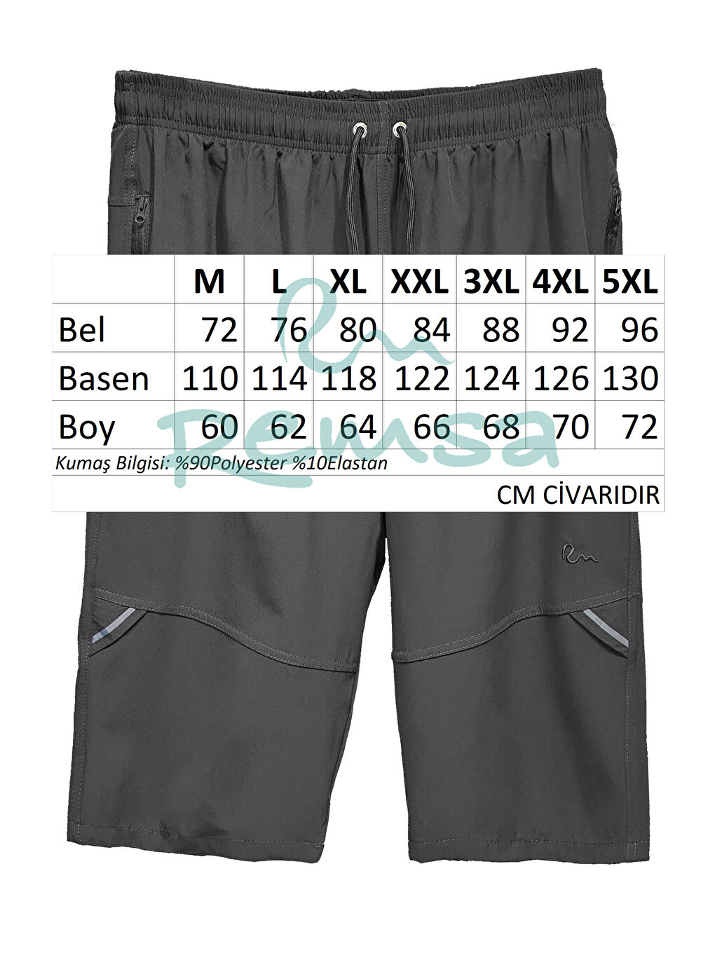 Ters Fermuar Erkek Şort Mayo RKS-08 Siyah-2