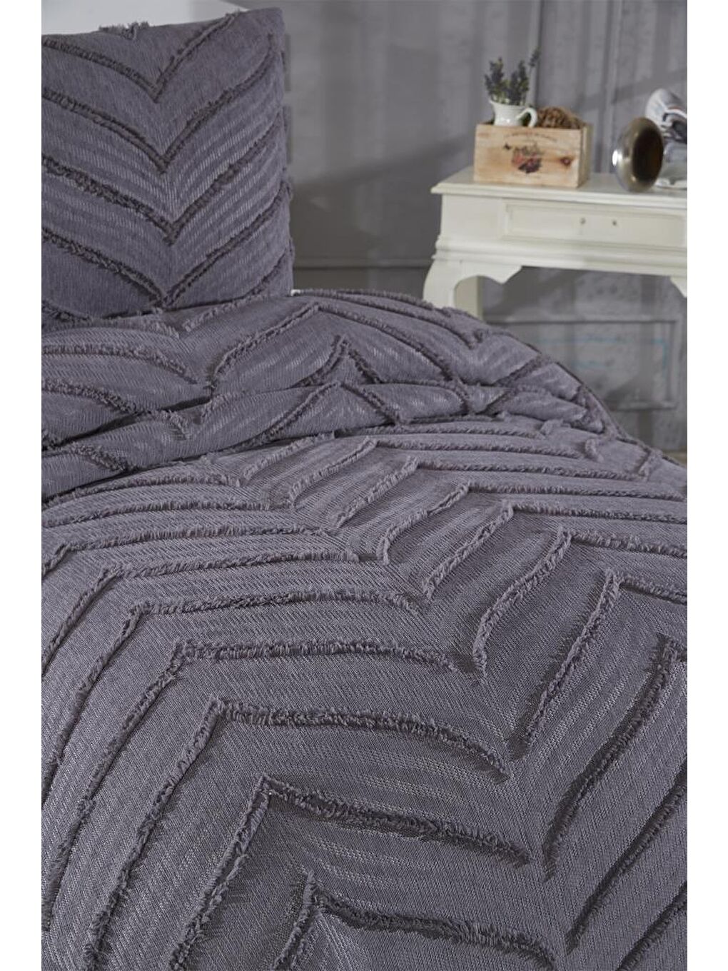 Sementina 2 Parça Tek Kişilik Pike Takımı Antrasit-2