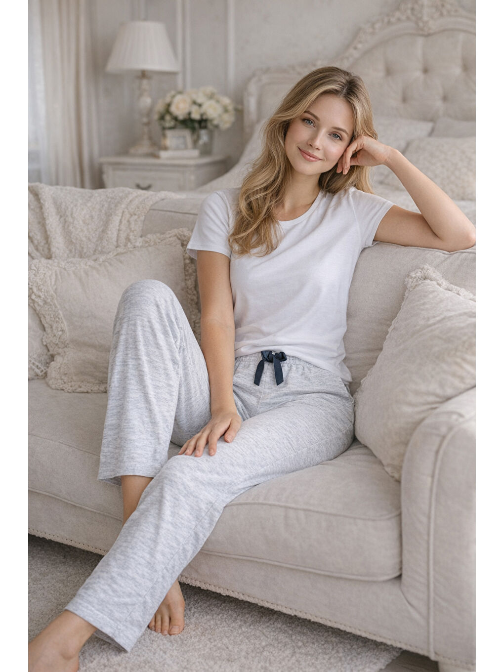 Kadın Yumoş Kumaş Tek Pijama Alt 30 Gri-2