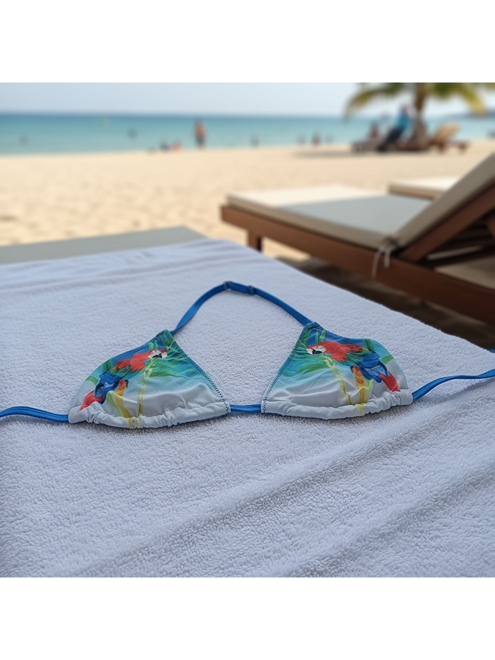 Kadın Plaj Giyim Mavi Renk Baskılı Bikini Üst Bb2722-1